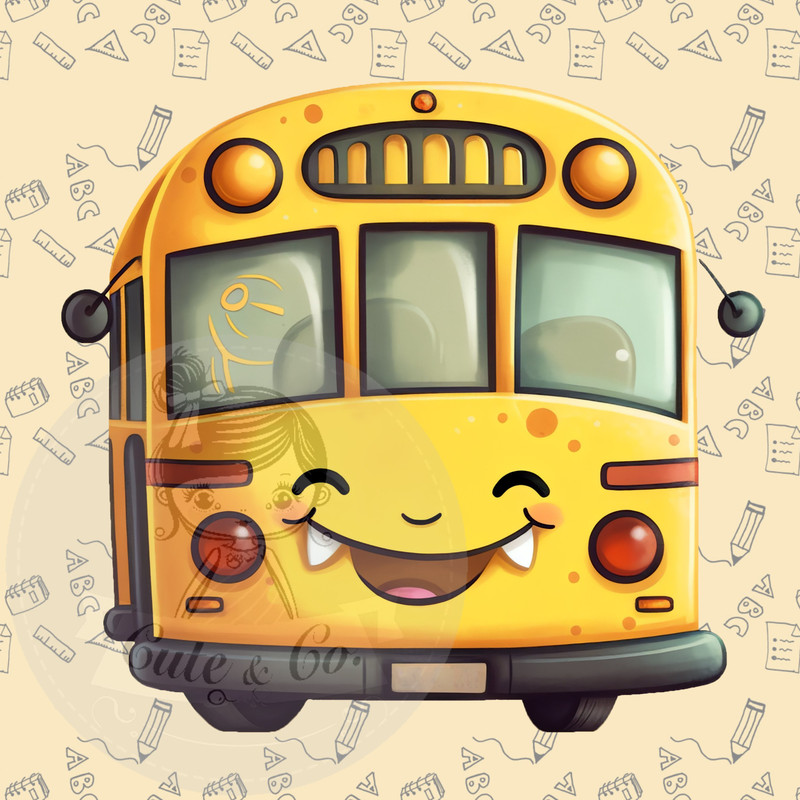 School Bus Clipart Set 13 PNG Images, 5 with Transparent Background, 300 DPI for Creative Projects Vehicles Means of transport - 6.jpg