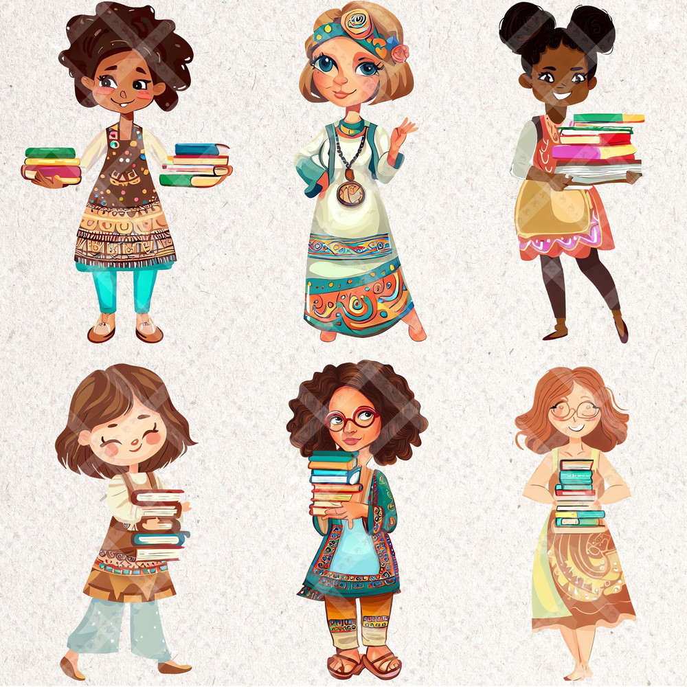 Teachers clipart and school supplies Boho Style Drawings for planner Stickers Back to school dear teacher Teacher's Day - 2.jpg