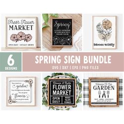 spring sign bundle svg png | farmhouse spring svg | hello spring svg | flower market svg | spring quote bundle | welcome
