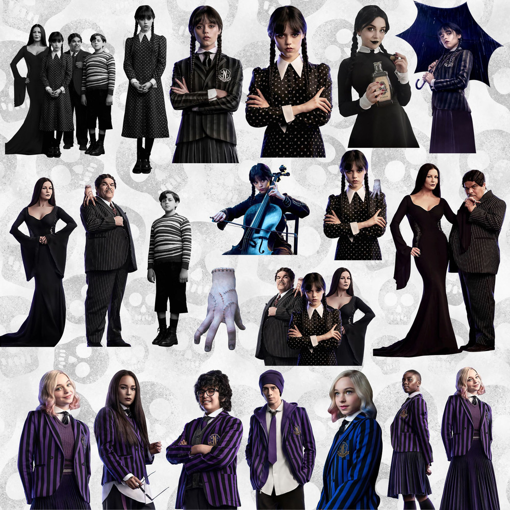 Wednesday Cliparts 58 PNG + 24 wallpapers Wednesfsy Addams Party Kit Wednesday AddamsDigital Paper Scrapbooking Addams Family - 2.jpg