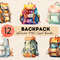 Backpack Clipart  Watercolor Painting Clipart Bundle, School Lunch Bag PNG, Camping PNG, Back to School, Digital Planner, Scrapbooking - 1.jpg