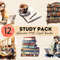 Study Pack Clipart Watercolor Painting Clipart Bundle, Back to School PNG, First day of School, Teacher, Pencil PNG, Study, Junk Journal - 1.jpg