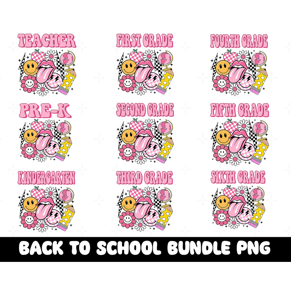 Back to School Bundle PNG, Pre K PNG, Kindergarten, First Day Of School, School Png, Retro PNG, FirstSecond Third Grade Design, School Png - 1.jpg