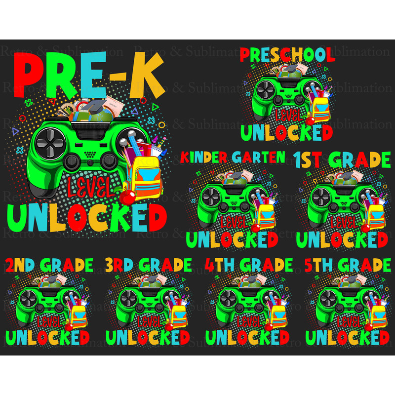 Level Unlocked Awesome Png Bundle, Back to School png for Gamers, 1st Day of School, 1st 2nd 3rd 4th 5th Funny Gaming, Video Game Controller - 1.jpg