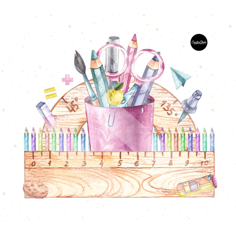 Back To School png, School frame Printable sublimation, clipart, school printable, Teach love inspire, watercolor clipart, rainbow - 1.jpg