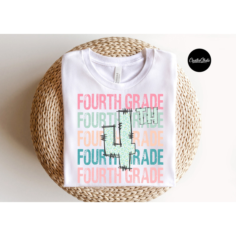 Fourth Grade Stacked Cheetah Leopard PNG, Back to School Teacher, Sublimation design, Digital file, Tshirt design download, Commerc - 2.jpg