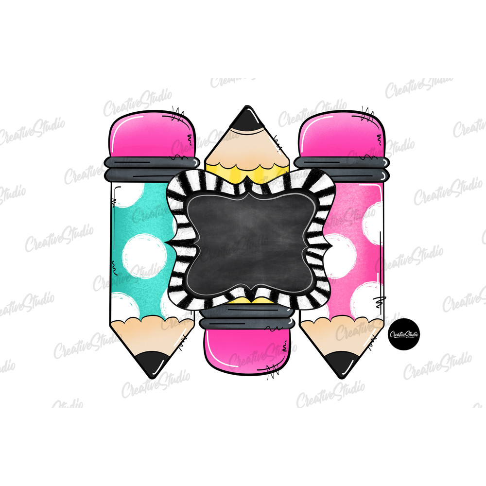 Pencils PNG, digital download, sublimation designs, pre-k frame png, sublimation png, Monogram, School clipart, Back to School, teacher - 1.jpg