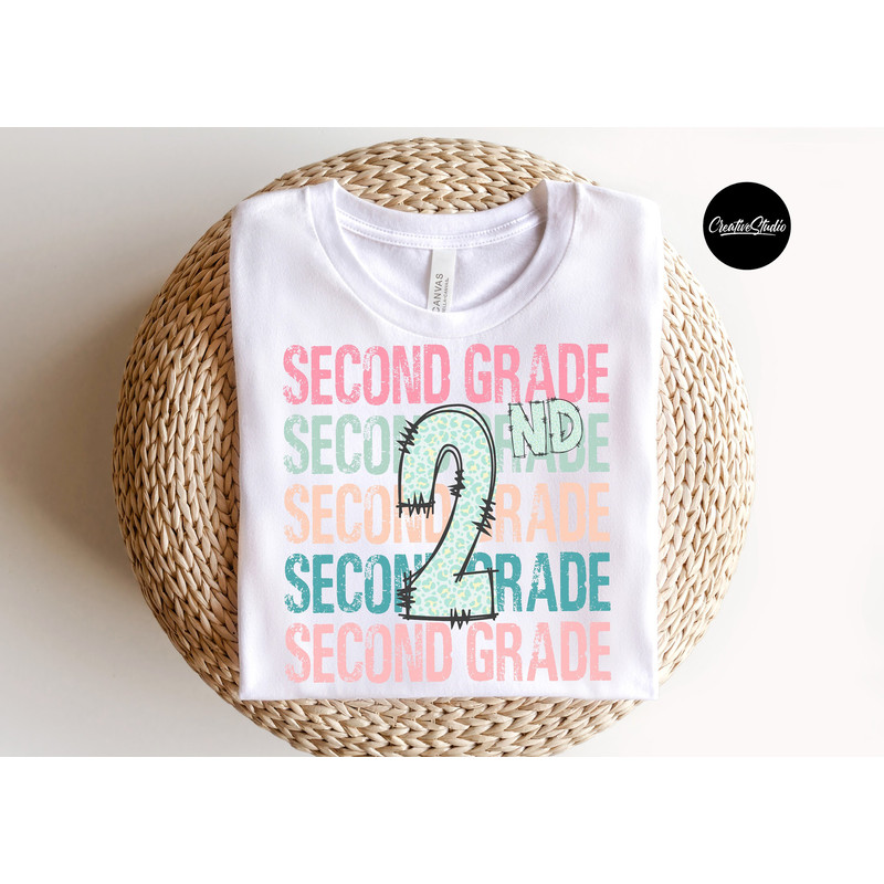 Second Grade Stacked Cheetah Leopard PNG, Back to School Teacher, Sublimation design, Digital file, Tshirt design download, Commercial use - 2.jpg