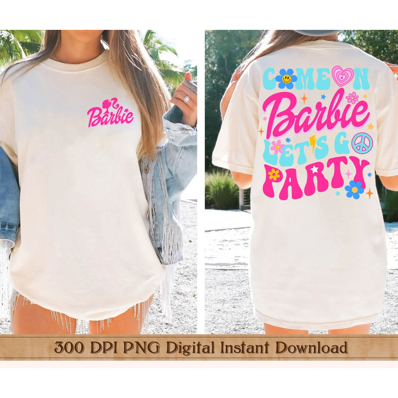 Barbie, Malibu Barbie, Cute Barbie, Come on Barbie, Let's Go Party, Birthday Crew, Solid, Vintage distressed PNG, Ready To Print - 1.jpg