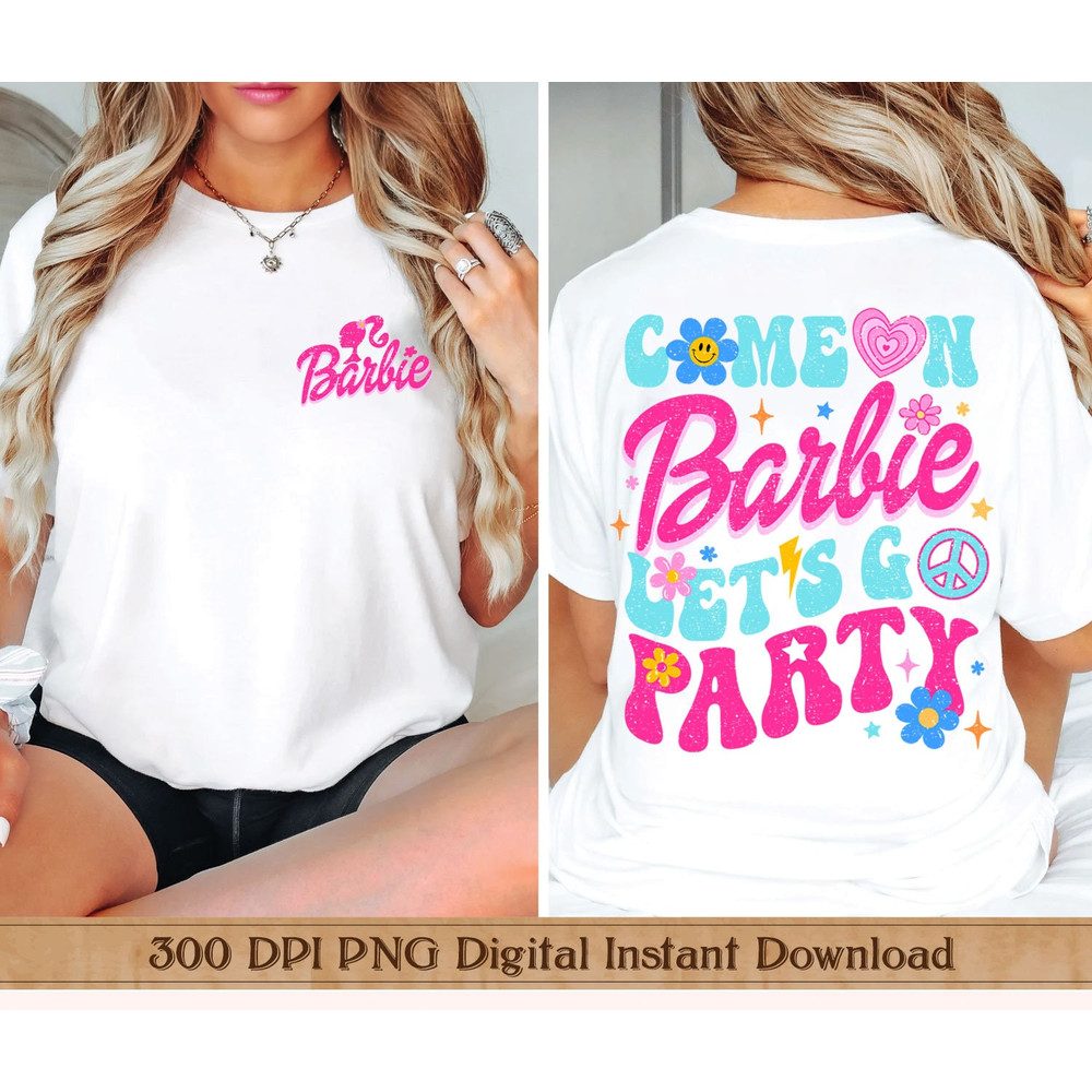 Barbie, Malibu Barbie, Cute Barbie, Come on Barbie, Let's Go Party, Birthday Crew, Solid, Vintage distressed PNG, Ready To Print - 3.jpg