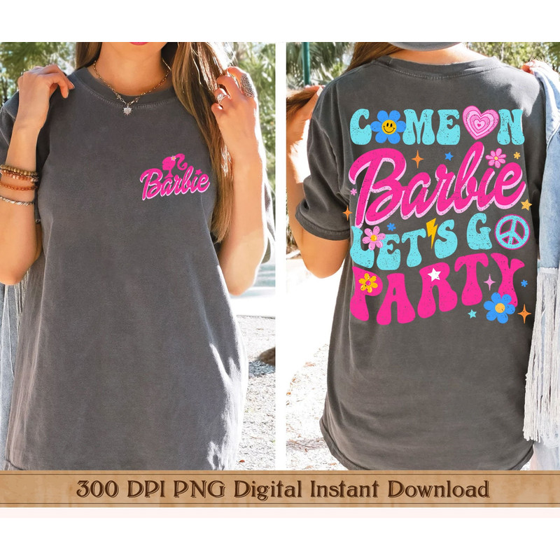 Barbie, Malibu Barbie, Cute Barbie, Come on Barbie, Let's Go Party, Birthday Crew, Solid, Vintage distressed PNG, Ready To Print - 4.jpg
