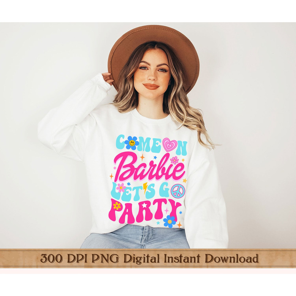 Barbie, Malibu Barbie, Cute Barbie, Come on Barbie, Let's Go Party, Birthday Crew, Solid, Vintage distressed PNG, Ready To Print - 6.jpg