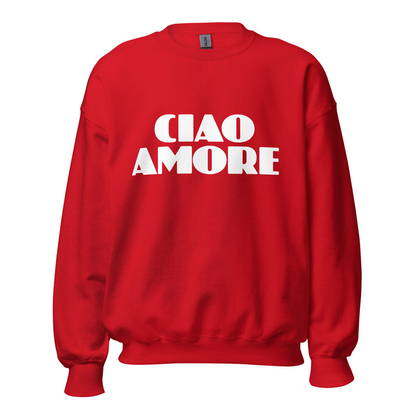 CIAO AMORE Unisex Sweatshirt  Red Lori Good Morning Chow Amore Crewneck  Hello Love in Italian - 2.jpg