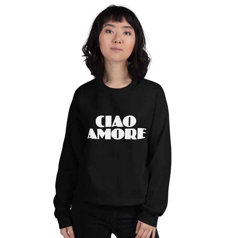 CIAO AMORE Unisex Sweatshirt  Red Lori Good Morning Chow Amore Crewneck  Hello Love in Italian - 3.jpg
