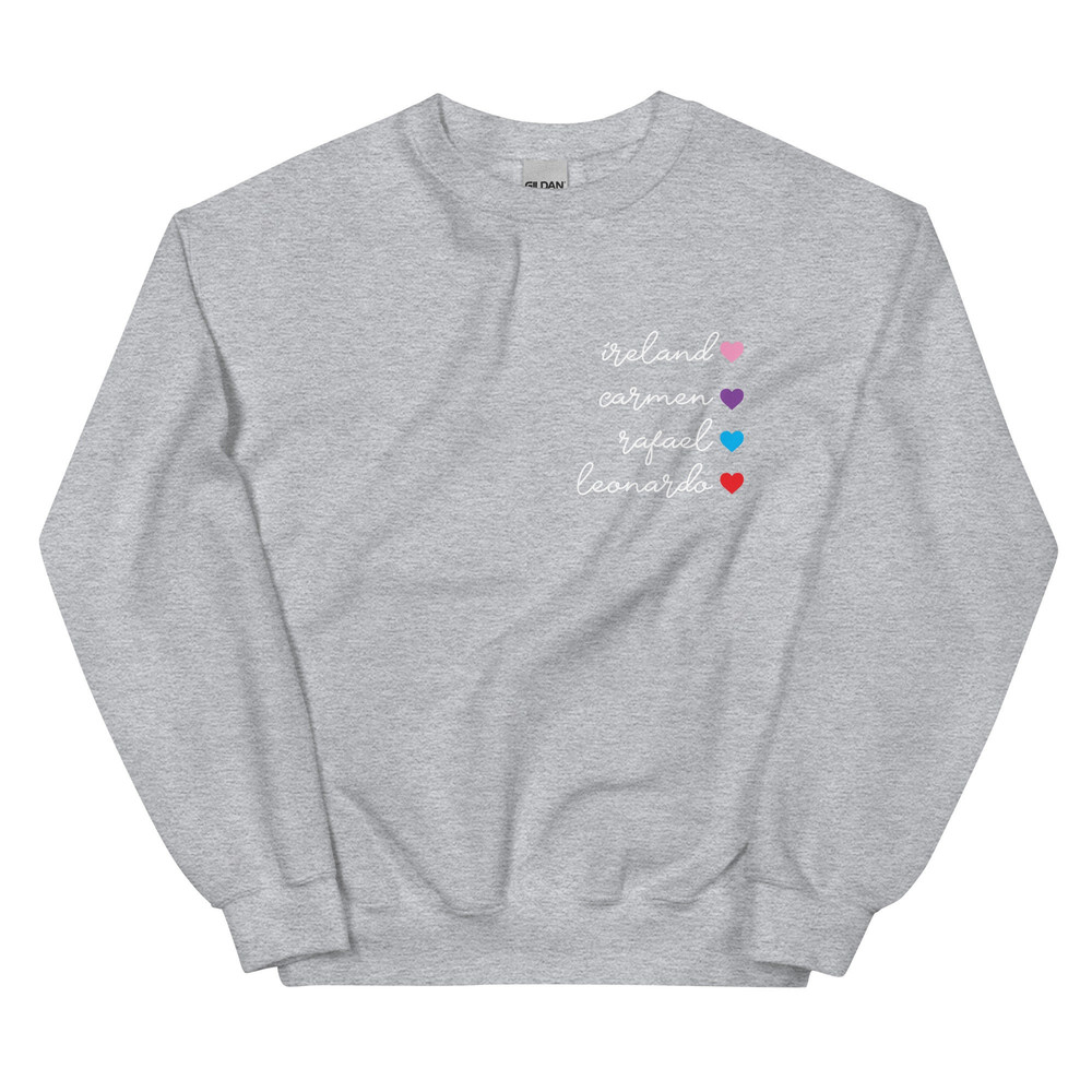 Customized Hilaria Baldwin Names of children with Hearts Sweatshirt Personalized Hilary child name Printed not embroidered stitched - 9.jpg