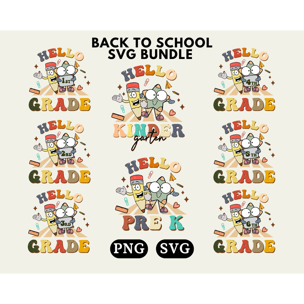 Hello Back To School SVG Bundle, Retro Back To School Svg, First Day Of School Svg, Teacher Svg, Kindergarten 1st 2nd 3rd 4th Grade Svg, Png - 1.jpg