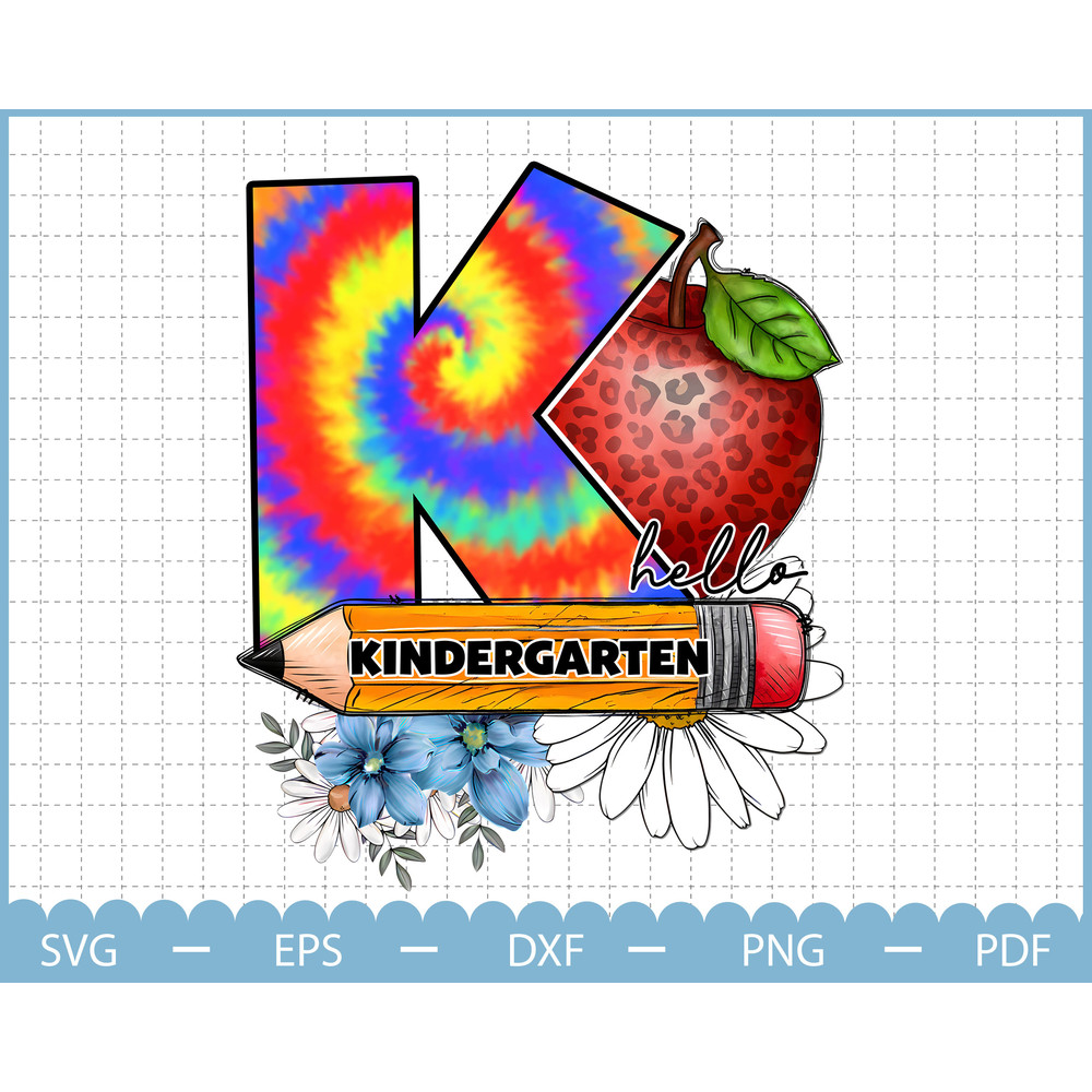Hello Kindergarten Png, Back To School Png, Kindergarten Png, Cute Pencil Apple Png, Teacher Png, Kindergarten Shirt Design - 1.jpg
