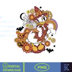 halloween floral png, retro halloween png, mouse and friend png, groovy halloween png, spooky png, trendy halloween png