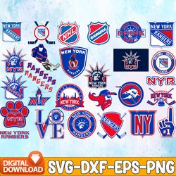 bundle 28 files new york rangers hockey team svg, new york rangers svg, nhl svg, nhl svg, png, dxf, eps, instant downloa