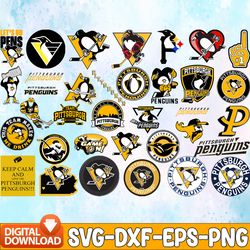 bundle 35 files pittsburgh penguins hockey team svg, pittsburgh penguins svg, nhl svg, nhl svg, png, dxf, eps, instant d
