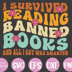 i survived reading banned books book lover bookaholic svg, eps, png, dxf, digital download