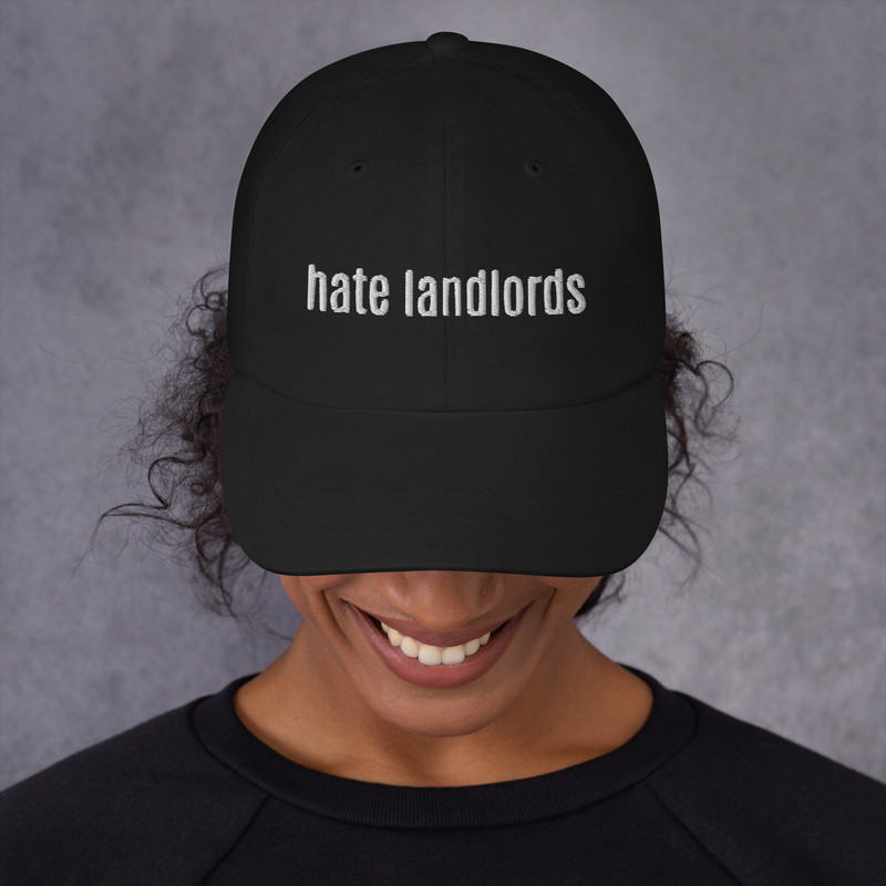 Hate Landlords Baseball Cap Socially Conscious Political Slogan Anti-capitalist caps Anti-caps - 3.jpg
