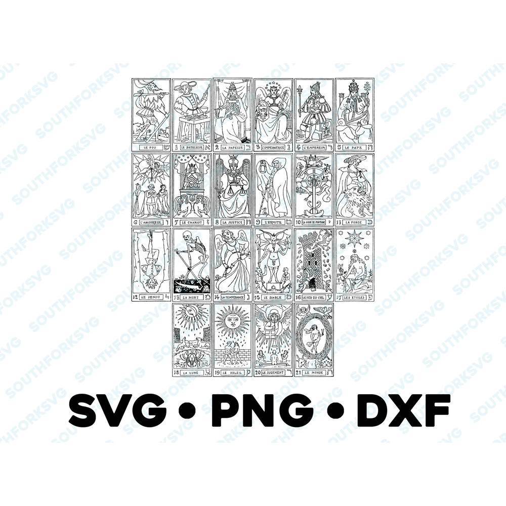 Complete Tarot of the Bohemians Major Arcana Trump Cards SVG PNG DXF Bundle Transparent Backgrounds Zodiac Astrology Vector Graphic ClipArt - 1.jpg