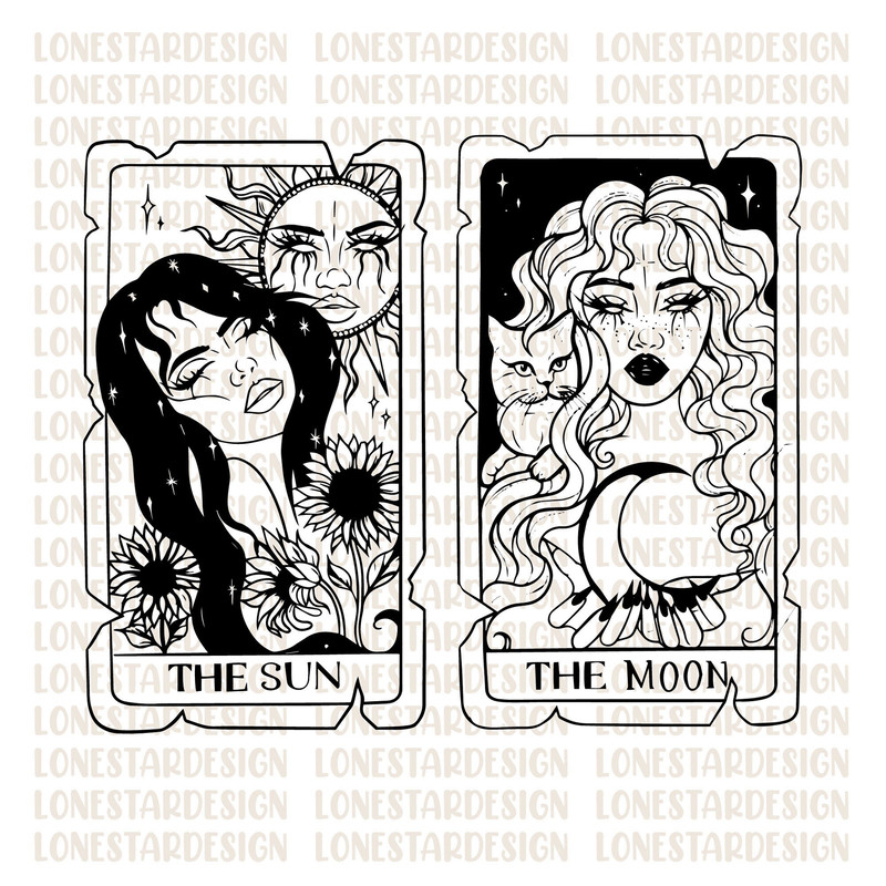 Tarot cards sun and moon SVG, Tarot svg, Tarot cards svg,Magic illustration svg, Witchcraft svg, Boho svg, Boho illustration svg, - 5.jpg