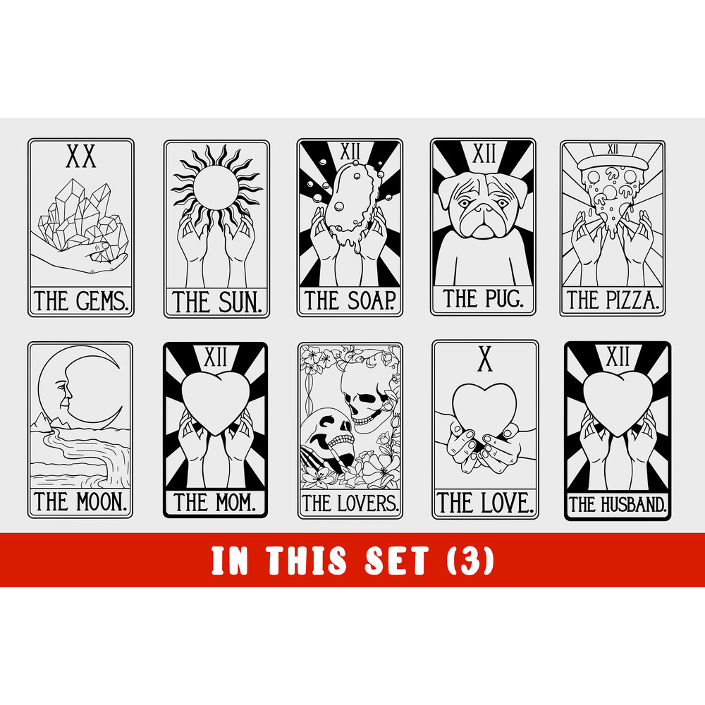 Tarot SVG - 30 Card Vector Bundle - Tarot Cards Svgs - Printable Divination - New Age For Shirts Wall Art - Cricut Files Instant Download - 4.jpg
