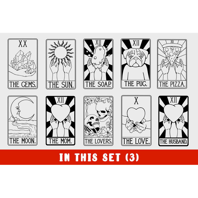 Tarot SVG - 30 Card Vector Bundle - Tarot Cards Svgs - Printable Divination - New Age For Shirts Wall Art - Cricut Files Instant Download - 4.jpg