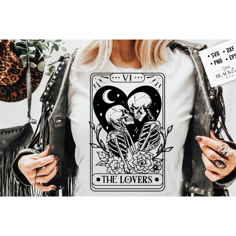 The Lovers tarot card SVG, The lovers svg, The Lovers SVG, Skeleton Love Tarot Card SVG, Skeleton love Valentine svg - 1.jpg