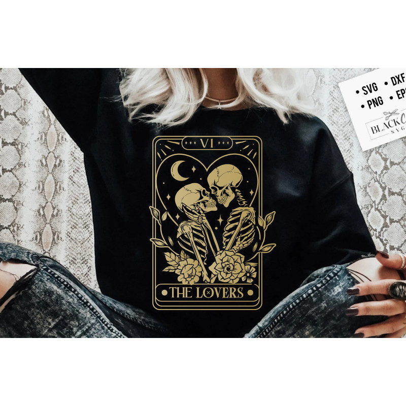 The Lovers tarot card SVG, The lovers svg, The Lovers SVG, Skeleton Love Tarot Card SVG, Skeleton love Valentine svg - 2.jpg