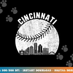 cincinnati skyline baseball vintage cincinnati oh baseball png, sublimation copy