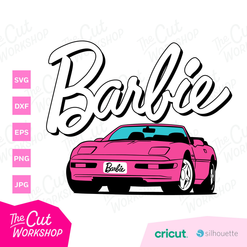 Barbi Car Convertible Corvette Palms Pink Babe Doll Girly Retro 80s SVG PNG JPG Clipart Digital Download Sublimation Cricut Cut File Dxf - 3.jpg