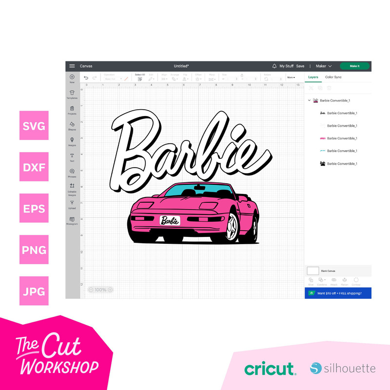 Barbi Car Convertible Corvette Palms Pink Babe Doll Girly Retro 80s SVG PNG JPG Clipart Digital Download Sublimation Cricut Cut File Dxf - 5.jpg