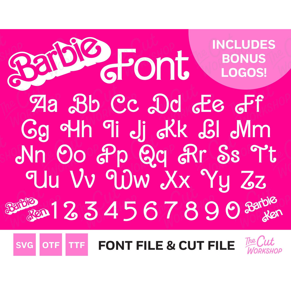 Retro Barbi Font Letters 1970s 1980s Curls Babe Doll includes bonus logos SVG OTF TTF Clipart Digital Download Sublimation Cricut Cut File - 1.jpg