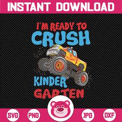 back to school boys first day of kindergarten monster truck png, kindergarten squad monster truck png, back to school