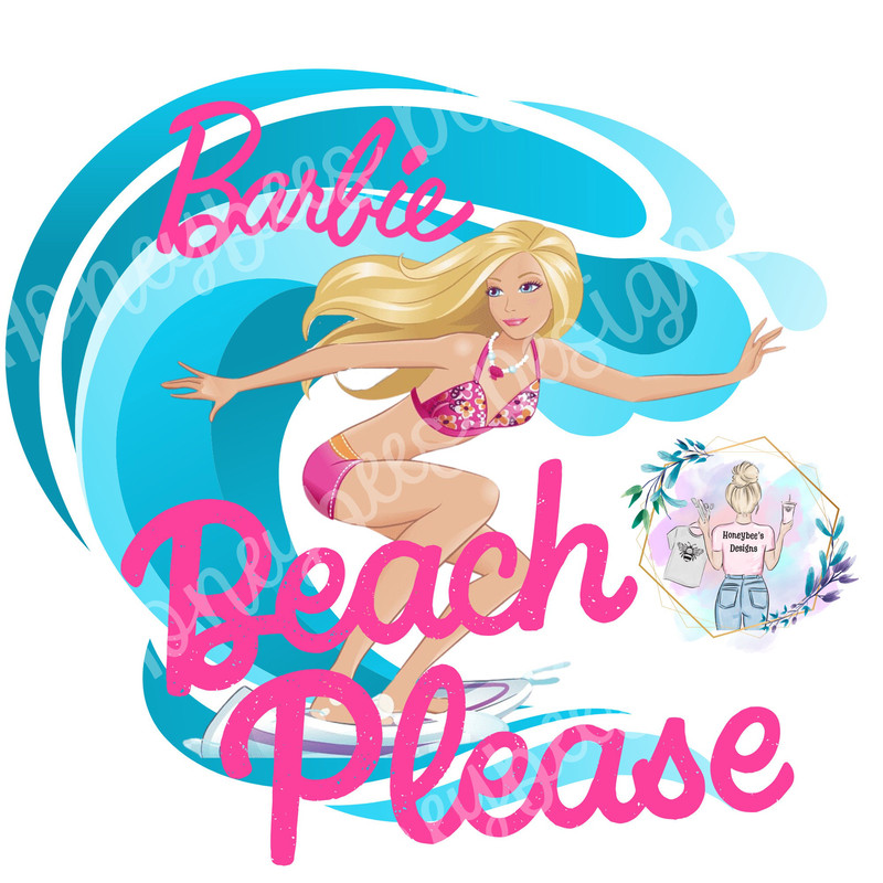 Malibu Barb beach please Pink DollbeachPNGshirt printseamless filebow fileblanket filefabric file - 1.jpg