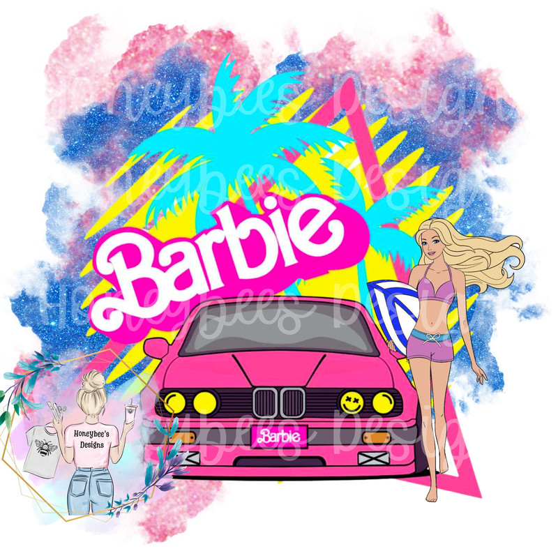 Malibu corvette logo Pink DollbeachPNGshirt printseamless filebow fileblanket filefabric file - 1.jpg