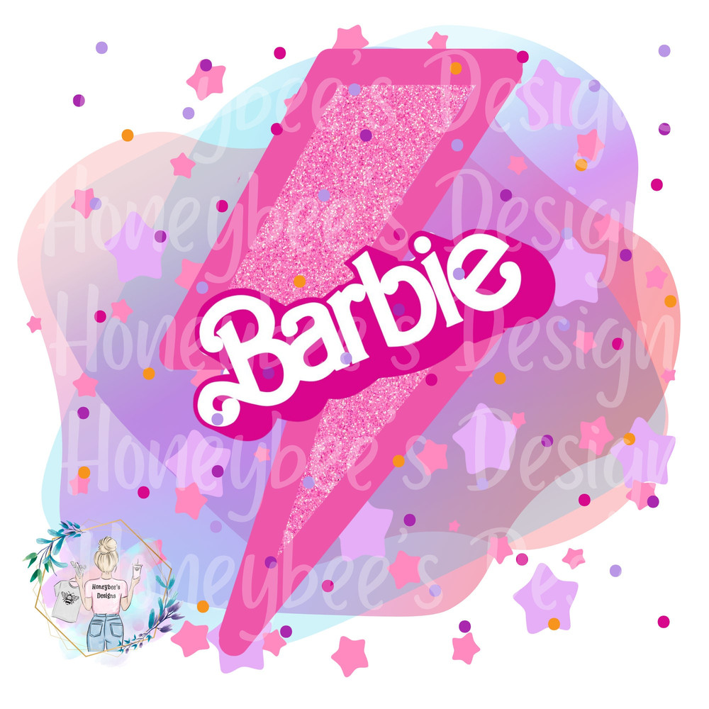 Pink Doll lightning bolt with starsPNGshirt printseamless filebow fileblanket filefabric file - 1.jpg