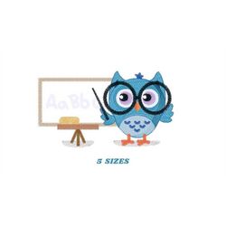 Teacher embroidery design - Owl with glasses embroidery design machine embroidery pattern - School embroidery file schoo