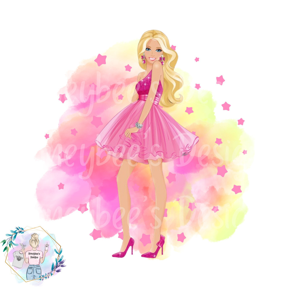 Pink DollStarspink dressPNGshirt printseamless filebow fileblanket filefabric file - 1.jpg
