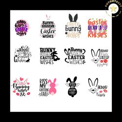 bunny kisses and easter wishes svg, easter day svg, easter gift svg, happy easter day svg, easter bunny gift, easter bun