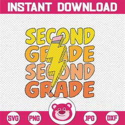 Second Grade Rock Svg, Lightning Bolt School Svg, 2nd Grade Back To School Svg, Back To School Png, Digital Download