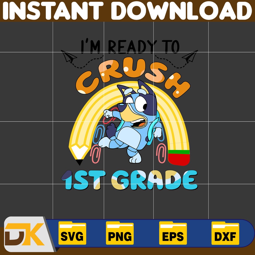 Bluey Bingo Back To School Svg, Bluey First Day Of School Svg, Bluey School Grade Svg, Blue Dog School Svg, Bluey Bingo School (4).jpg