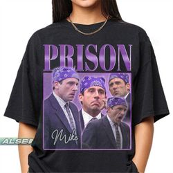 prison mike the office tv series shirt, michael scott biatch, steve carell actor shirt, jim, pam, dwight, mike, retro sh