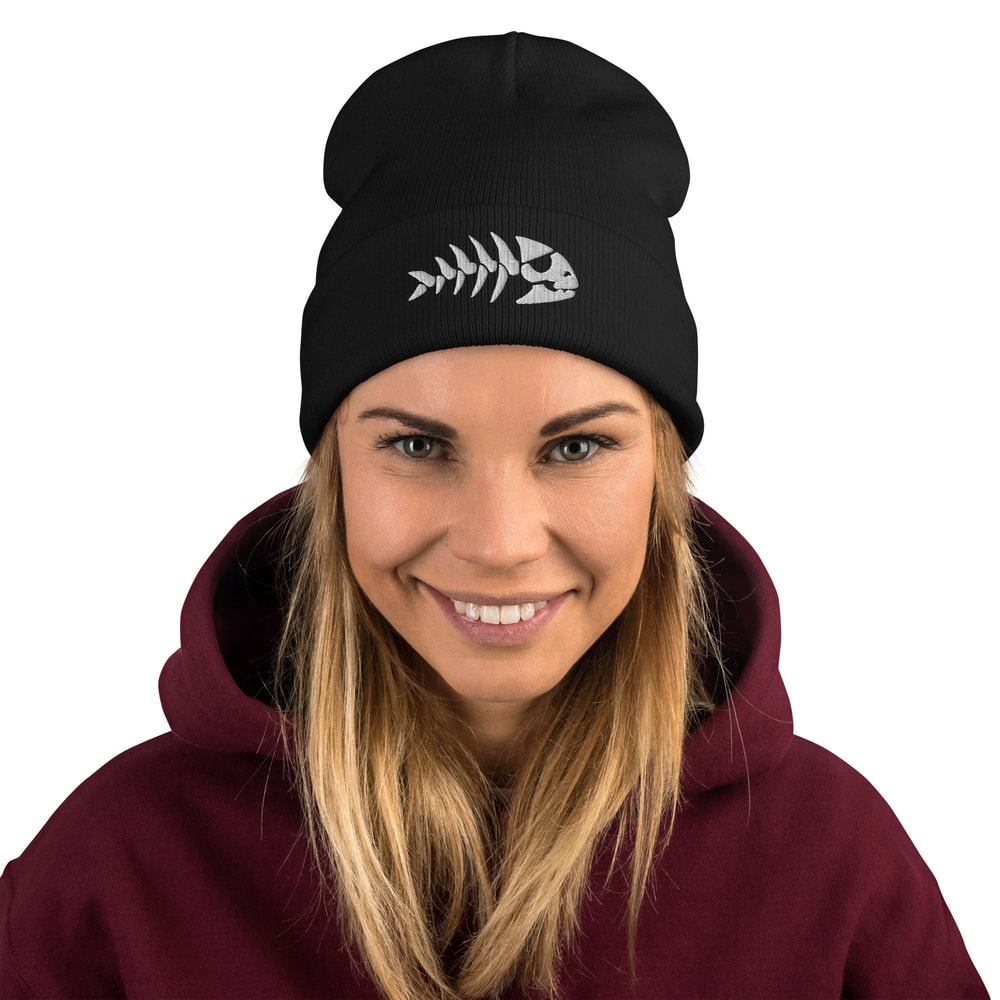 Pirate Fish Embroidered Beanie Flying Spaghetti Monster Toque FSM Pastafarian Hat - 1.jpg