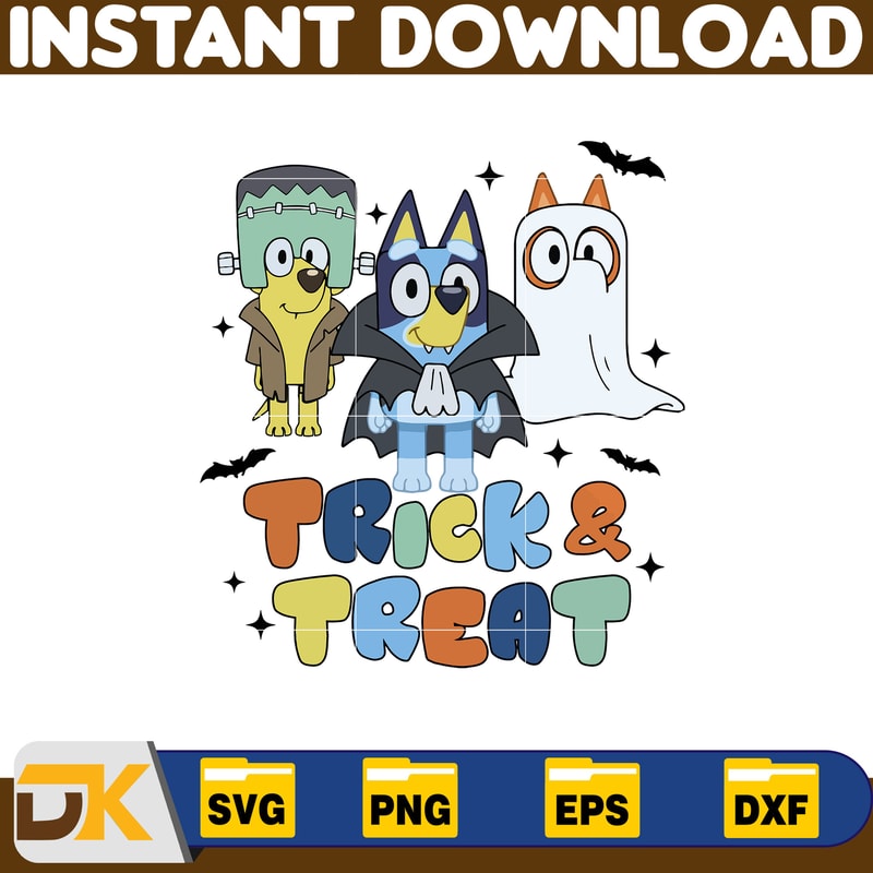 Bluey Halloween Svg, Trick Or Treat, Bluey Horror Halloween Svg, Bluey Halloween Digital File, Bluey Spooky Vibes, Halloween Party (4).jpg