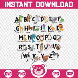 alphabet abc animals png, kindergarten teacher png, alphabet teachers kid png, back to school png, digital download