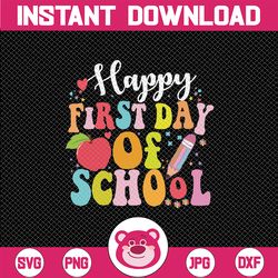 teacher student happy first day of school kid svg, retro teacher svg, back to school png, digital download